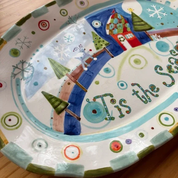 Natural Life Holiday Serving Platter Christmas Hosting Winter Kitchen Decor - Picture 3 of 9